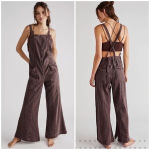 Free People |  Savannah Overall | M | Chocolate Lava | NWT